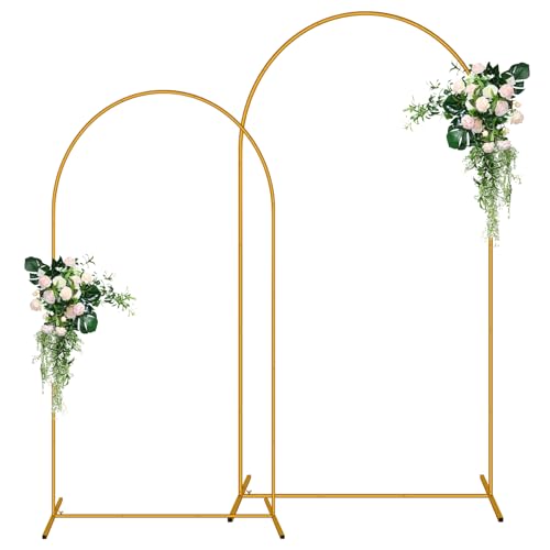 2 Pack Arch Backdrop Stand (7.2FT/6FT), Metal Backdrop Arch Stand, Decoration Balloon Arch Stand, Gold Wedding Arch Stand for Party Backdrop