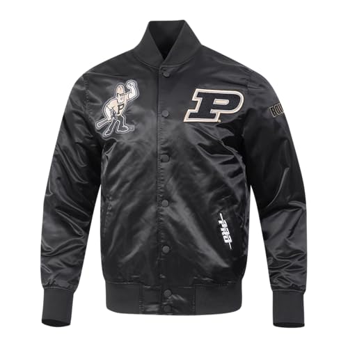 Pro Standard Mens College Purdue University Classic Chenille Satin Jacket Black Xl