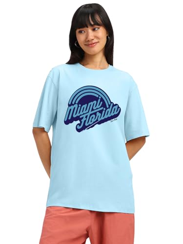 Image of JUNEBERRY Round Neck Drop Shoulder Round Neck Black & White Graphic Printed Pure Cotton Oversized Baggy Fit Half Sleeve T-Shirt for Women & Girls (Sizes: S to 2XL)