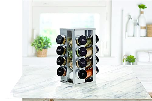 Kamenstein Heritage 16-Jar Revolving Countertop Spice Rack Organizer with Free Spice Refills for 5 Years