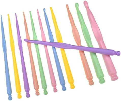 Aeelike Plastic Crochet Hooks for Travel, Ergonomic Crochet Hooks Set for Arthritic Hands, 12 Pack 2-10 mm Plastic Crochet Needle for Various Thicknesses of Wool, Crochet Hooks Sets for Beginners Kids