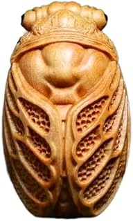 Acxico 1 Piece Charming Wooden Cicada Figurine, Versatile Indoor/Outdoor Decor, Natural Wood Insect Statue, Home Accent for Christmas and Daily Display
