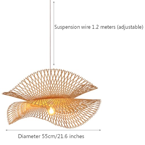 Lámpara colgante de bambú E27 con pantalla japonesa retro costera para techo de dormitorio 4