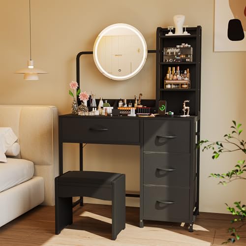 IDEALHOUSE Lighted Makeup Vanity with Storage