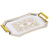 GURUDAR Vintage Stainless Steel Serving Tray, 17" x 12", Large Decorative Coffee Tea Food Table Tray