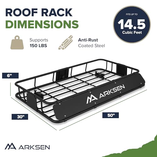 image for ARKSEN 30 x 50 x 6 Inch Universal Extra Wide 150LB Heavy Duty Roof Rac