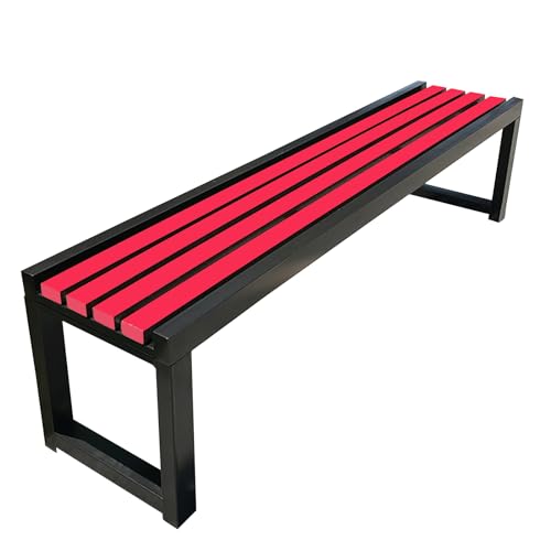 Banco de acero inoxidable para exteriores, banco de jardín sin respaldo para 2, perfecto para parque, porche, patio y salón, diseño rojo (120 x 40 x 45 cm)