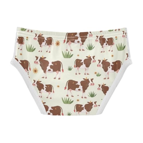 Wusikd Brown White Cow Boys' Underwear Cotton Grass Boys Briefs Soft Toddler Underwear 2T2