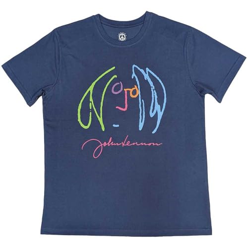 Rock Off officially licensed products John Lennon Self Portrait Full Colour T Shirt XL Blue