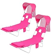 Backpack Beach Tanning Lounge Chair with Face Hole Canopy Shade Umbrella for Adults Outside Readi...