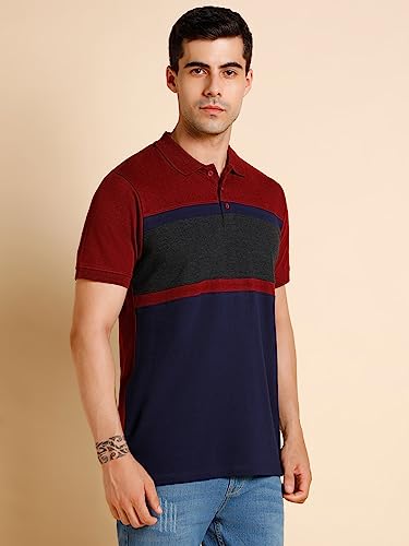 Image of Dennis Lingo Men's Slim fit Colorblocked Cotton Polo T-Shirt