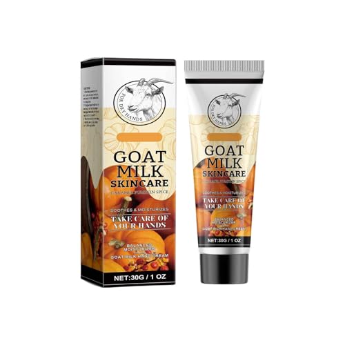 Caramel Pumpkin Goat Milk Hand Cream - Travel Size Hand Lotion, Hydrating and Moisturizing, Nourishes Dry and Cracked Skin and Improves Skin Elasticity