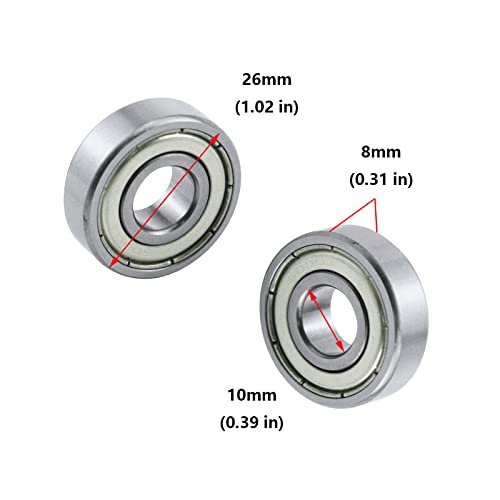 Image of Antrader 10Pcs 6000Z Deep Groove Ball Bearings, 10 x 26 x 8mm | Metal Shielded Precision Bearings for Motors, Skateboards & Wheels