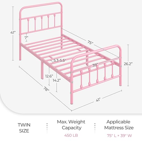 image for Yaheetech Classic Metal Platform Bed Frame Mattress Foundation with Vi