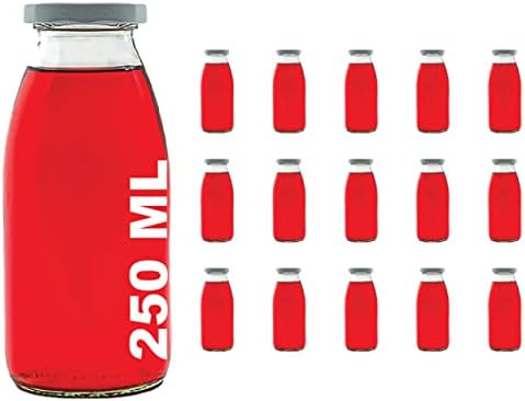 casavetro 15 x 250ml Empty Glass Bottle Milk Bottle Small Juice Bottle with Screw Cap 0.25 litres l (15 Pieces)