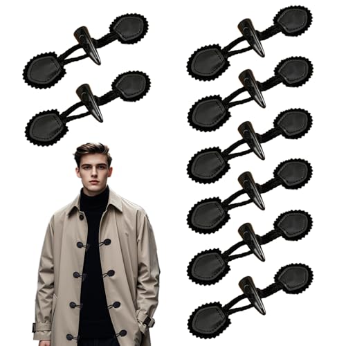 YiXjiuBP 8-Piece Resin Horn Toggle Buttons for Woolen Coats