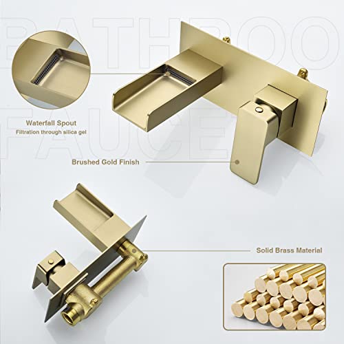 Rubinetto per vasca da bagno in oro spazzolato, a