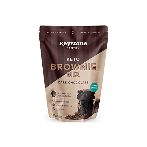 Keystone Pantry Keto Brownie Mix- Soy and Dairy-Free, Gluten Free, Diabetic, Atkins, Ketogenic, and WW friendly. Kosher-Parve 16 servings. Sweetened with Allulose