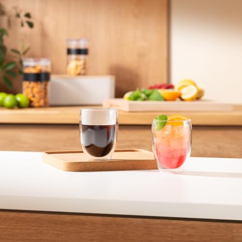 Bodum PAVINA Doppelwandige Gläser 6 Stück – 350ml Latte Tassen – Thermogläser – Spülmaschinenfest – Mundgeblasenes Borosilikatglas