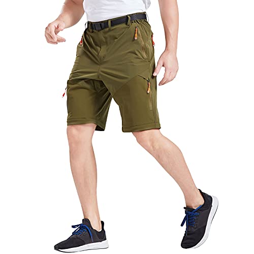 Camofoxin Men's Hiking Pants Outdoor Convertible Quick Dry Fishing Pants & Shorts (Army Green, 38W X 30L) #TOP5