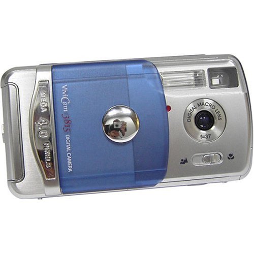 Vivitar Vivicam V3815 4MP Digital Camera showing the back with LCD screen and control buttons.