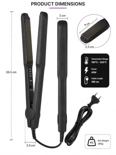 Image of Hair Straightener with Ceramic Coated Plates, Black