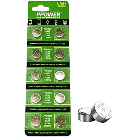 PPOWER LR44 Batteries 1.5V Lithium Disposable Batteries for Computer Motherboards, Remote Controls, Toys, LED Lights, Car Key AG13/L1154/LR44 Pack of 10 Cover