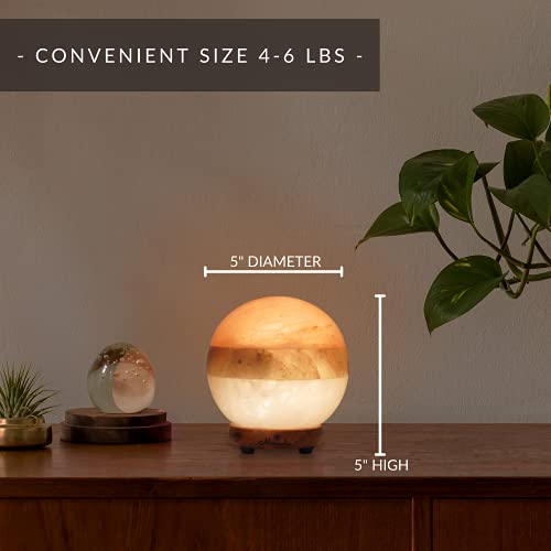 Monsalis Dual Illumination Salt Rock Lamp - Modern Globe Pink White And Grey Design Of Salt Lamps With Dimmer, Adjustable Glow. 100% Real Himalayan Crystal Round Salt Night Light #TOP2