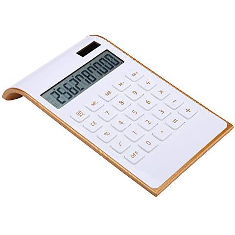Artyea Calculator, Slim Elegant Design, Office/Home Electronics, Dual Powered Desktop Financial Calculator, Solar Power, 10 Digits, Tilted LCD Display, Inclined Design, White (Slim2) Cover