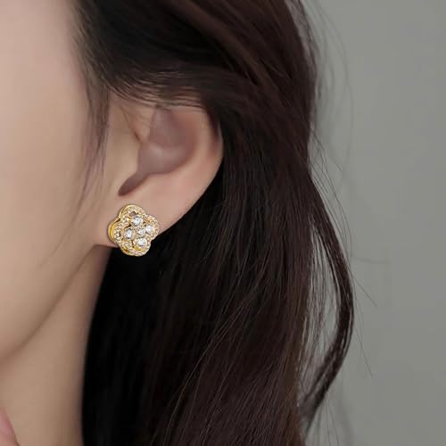 Boucles d'oreilles quatre feuilles argent sterling anti-allergie - 5