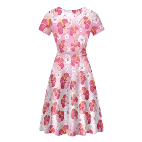 Image of HUGS IDEA Womens Puffy Swing Midi Dress Round Neck Short Sleeve Party A-Line Dresses