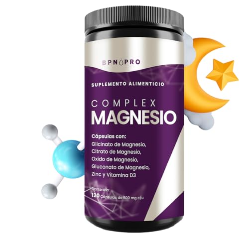BPN PRO Magnesio Complex 120 Caps Naturales con Citrato de Magnesio, Óxido de Magnesio, Gluconato de Magnesio, Extracto de Magnesio, Zinc y Vitamina D3 |...