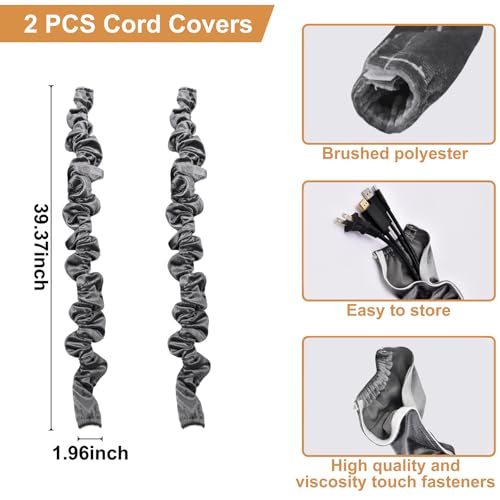 Image of Chandelier Cord Cover Gray 2 Pack with Touch Fasteners,39.37inches Brushed Polyester Fabric Chain Sleeve for TV Cord Cover Decorative Wire Hider Easy Install Convenient for Wire Management
