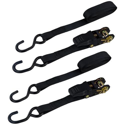 2er Set Spanngurte mit Ratsche, 5M Spanngurte mit Ratsche und Haken, Zurrgurte mit S Haken, Zurrgurte Schwarz, für Umgang mit Geräten, Sperrigen Gegenständen