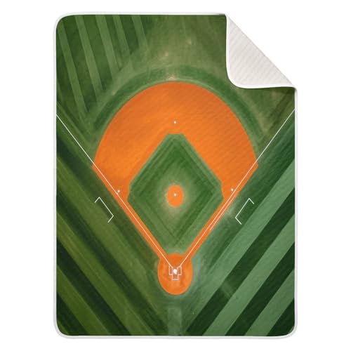 Image of Baseball Field Baby Blanket Cotton Cozy Throw Blanket Warm Nursery Swaddle Receiving Toddler Blankets 30 inch x 40