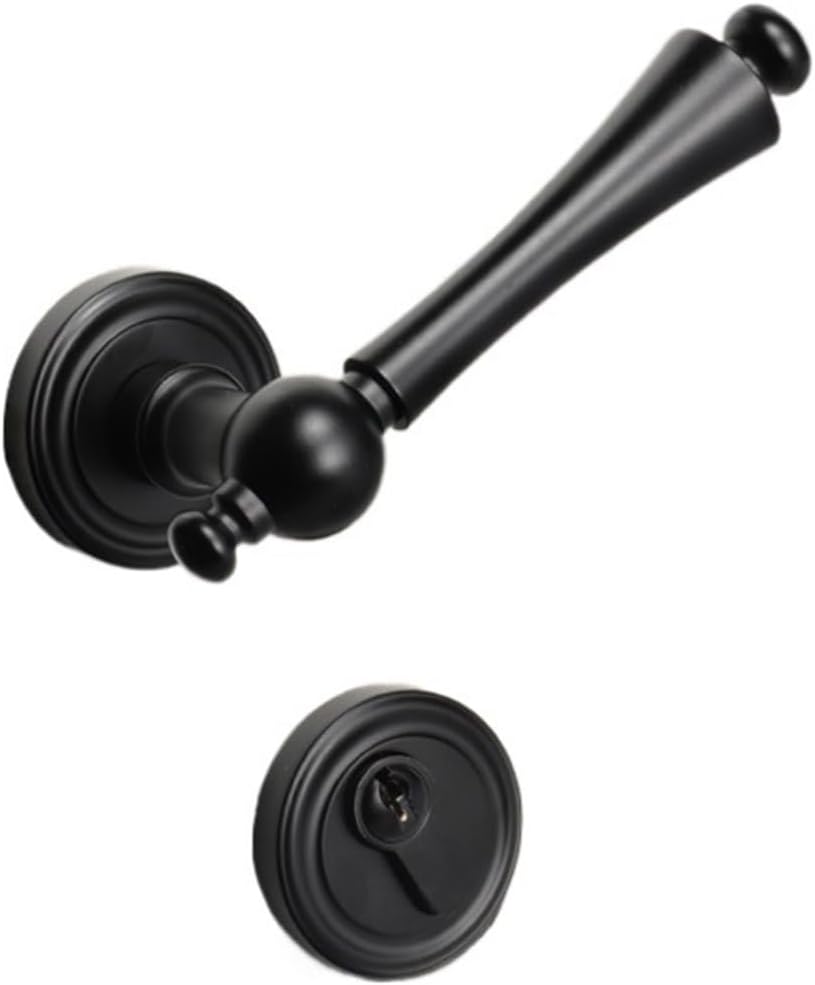 American Indoor Brass Door Lock Household Solid Wood Door Brass Bedroom Light Luxury Modern Silent Door Lock(Black)