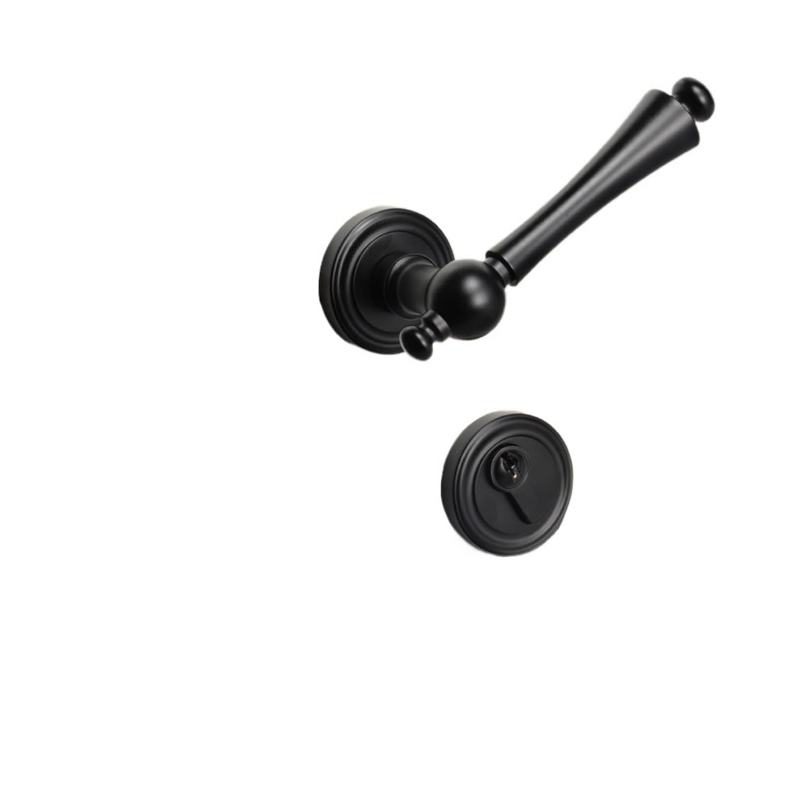 KXAOXGRC European Door Handle Set, Indoor Door Lock Handle Set, American Solid Wood, Brass, Black