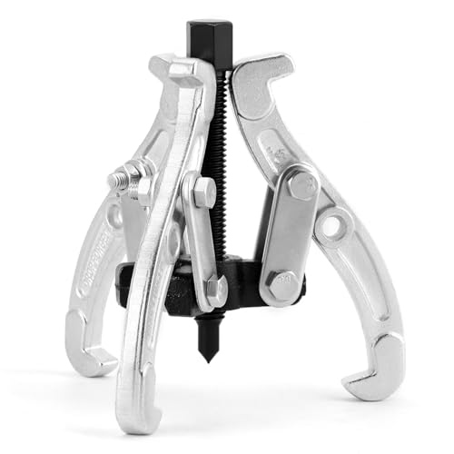 QWORK 3-Inch 3-Jaw Gear Puller, Drop-Forged Cr-V Steel, Heat-Treated, Reversible Jaws, 3-Ton Capacity