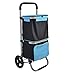 RENXR Pieghevole Carrello, Carrello della Spesa, Solida con Isolati di Raffreddamento Borsa, di Grande capacità, Multifunzionale Deposito Carrello con Ruote,Blu