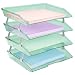 Acrimet Facility 4 Tier Letter Tray Plastic Desktop File Organizer (Clear Green Color)
