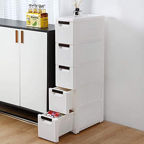 Dresser Storage Drawer Units Narrow Rolling Storage Cabinet Plastic 5-Drawer Storage Cart On Wheels,Standing Shelf Units For Bathroom Bedroom Office Kitchen Living Room (5-Drawer) #TOP7