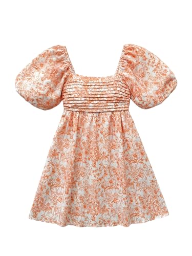 Image of Floerns Women's Floral Dress Puff Sleeve Dress Square Neck Summer Vacation Picnic Mini Dresses