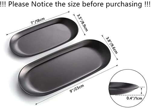 Bathroom Trays, 9" And 7" Stainless Steel Small Vanity Tray For Counter , Serving Platter, Home Decorative, Matte Black #TOP2