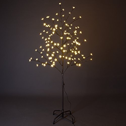 Lightshare Cherry Blossom Tree 5FT 128 LED Lighted Tree for Decoration Inside and Outside, Home Patio Wedding Festival Christmas Decor, Warm White