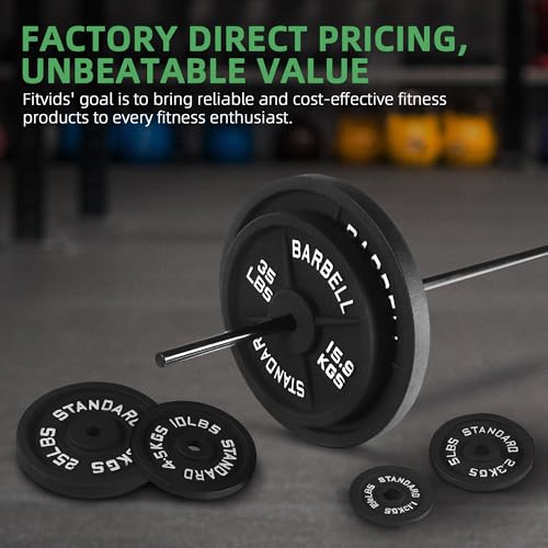 Fitvids 1 Inch Standard Weight Plates, 45 LB Plates for Home Gym Strength Training, Deep Grip Edge by Fitvids - Image 3