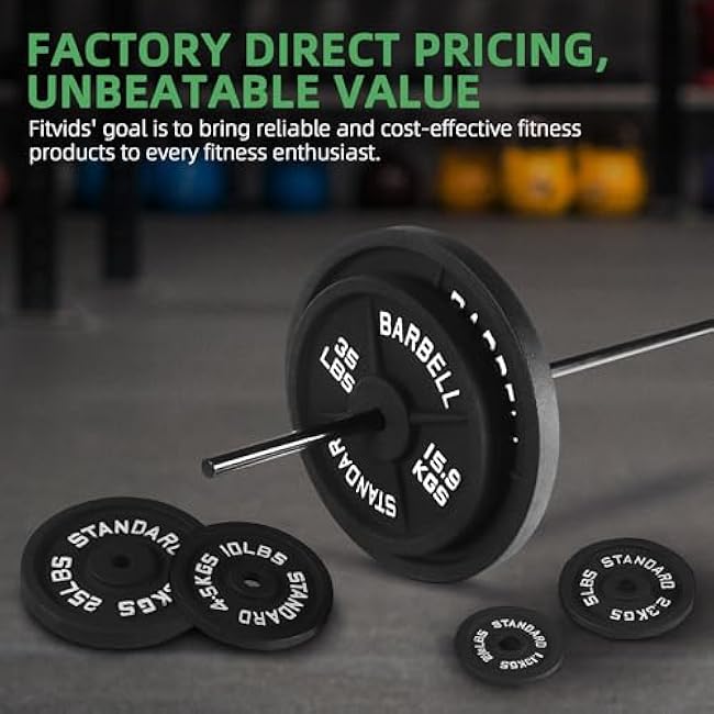 Cast Iron 1-Inch Standard Weight Plate for Strength Training & Weightlifting, Home Gym, Multiple Weights Available