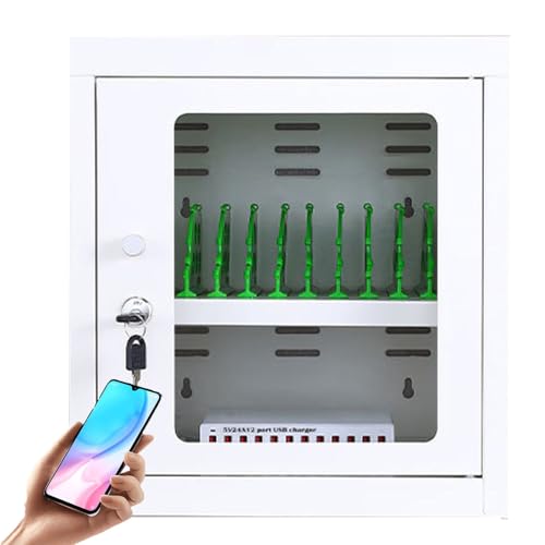 Stazione di ricarica a parete, armadietto porta cellulari con 12 scomparti, organizer portatile per studenti, dipendenti e turisti, scatola di ricarica bianca per telefoni, bianco - 60 scomparti
