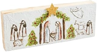 Mud Pie Long Painted Nativity Plaque; 4" x 10"