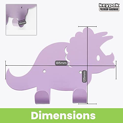 keypak Kids Dinosaur Double Coat Hooks, Door Wall Mounted Metal Decorative Hooks for Boys & Girls - Image 3