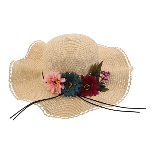 COLLBATH Straw Sun Hat Wide Brim for Outdoor UV Protection for Hiking Beach Vacation Lightweight and Breathable Design for Summer Beige